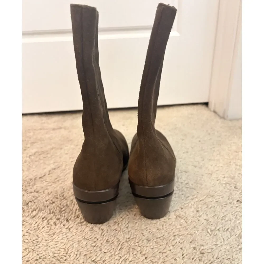 Cole Haan Nike Air Chelsea Wedge Boots Olive Brown Suede Size 10